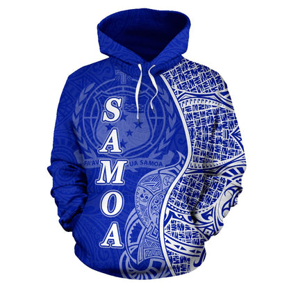 Samoa Polynesian Hoodie Coconut Tree Blue