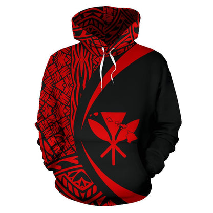 Kanaka Hawaii Map Red Polynesian Hoodie Circle Style