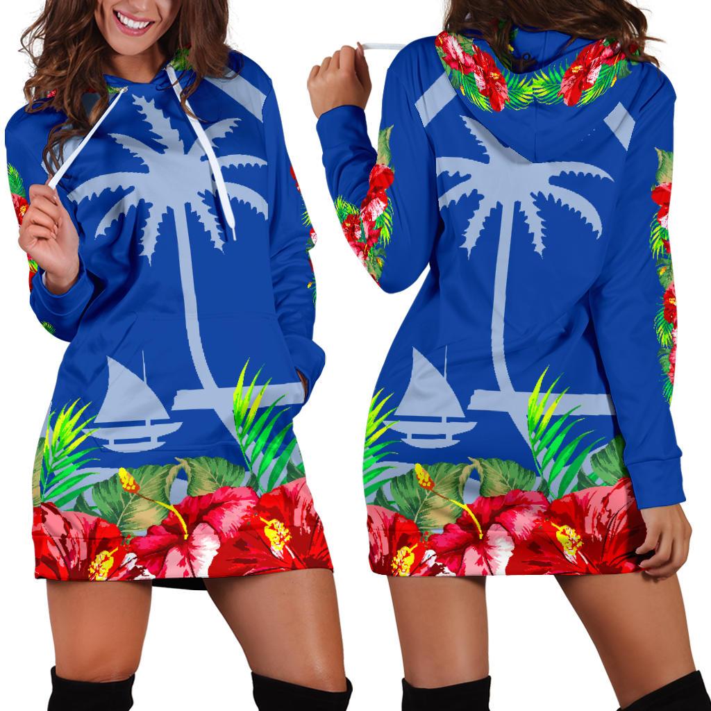 Guam Women's Hoodie Dress Hibiscus Style