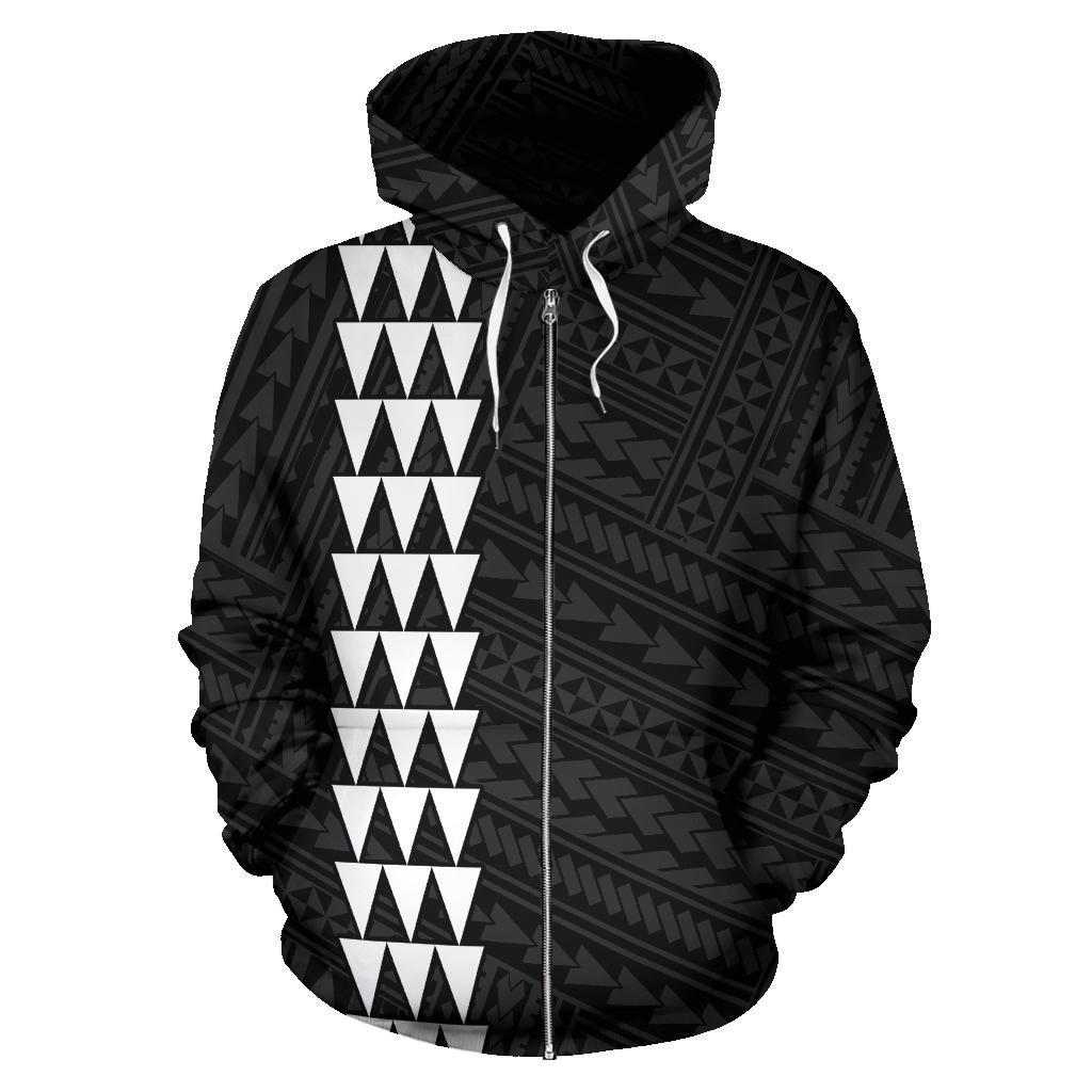 Custom Text Polynesian Kakau Seal Of Hawaii Custom Zip Hoodie White