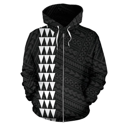 Custom Text Polynesian Kakau Seal Of Hawaii Custom Zip Hoodie White