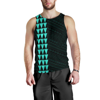 Hawaii Kakau Polynesian Three Turtles Map Personalized Men's Tank Top Turquoise