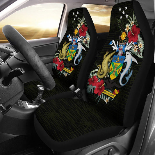 Solomon Islands Car Seat Covers Solomon Islands Coat of Arms Hibiscus A02