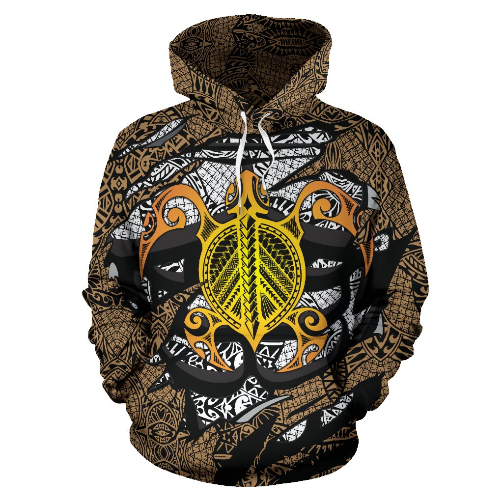 Honu Polynesian Gold Hawaii Turtle Hoodie