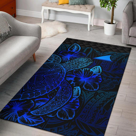 Tokelau Area Rugs Turtle Hibiscus Blue