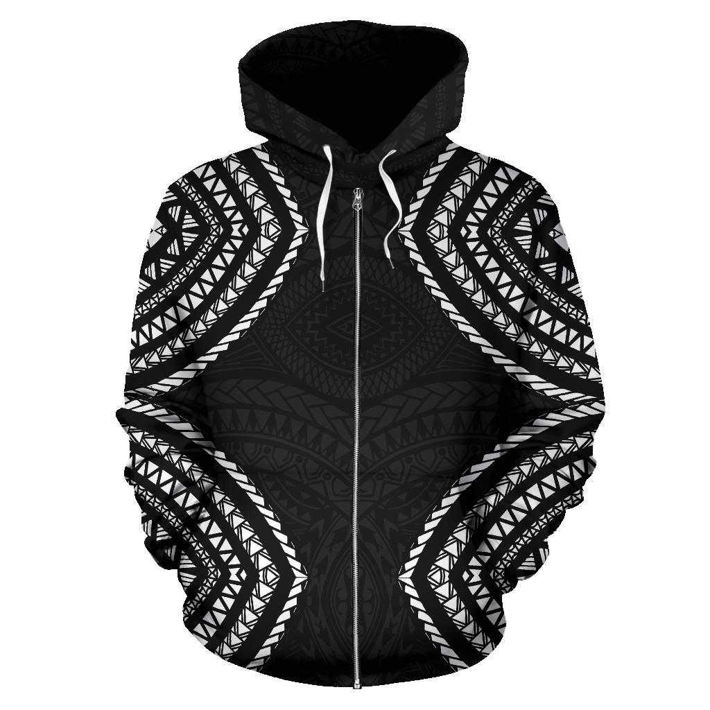 Yap Zip-Up Hoodie Micronesia Black Warrior Style