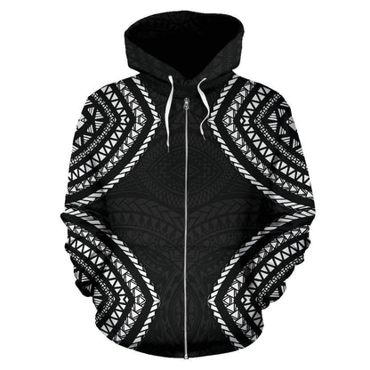 Yap Zip-Up Hoodie Micronesia Black Warrior Style