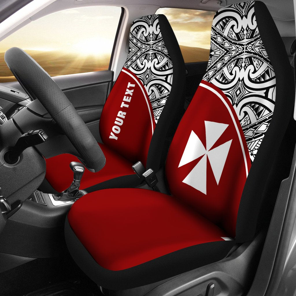 Wallis and Futuna Custom Personalised Car Seat Covers Wallis and Futuna Coat Of Arms Polynesian Red Curve