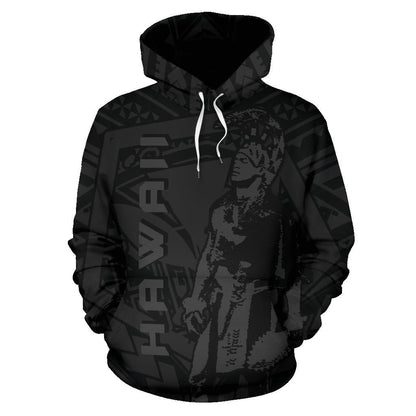 Hawaii Helmet Polynesian Gray Kanaka Warrior Hoodie