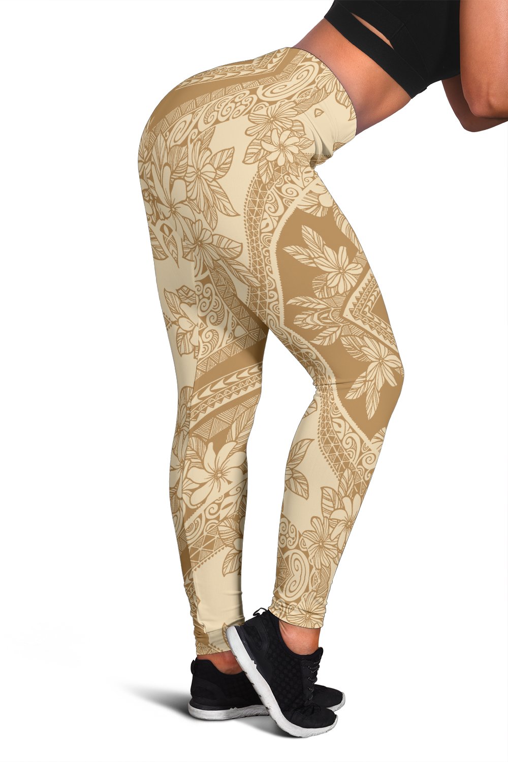 Polynesian Plumeria Mix Gold Hawaii Women's Leggings AH