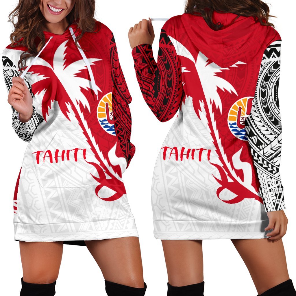 Tahiti Polynesian Coconut Tree Hoodie Dress