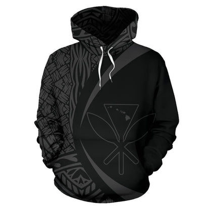 Polynesian Kanaka Maoli Map Of Hawaii Hoodie Gray Circle Style