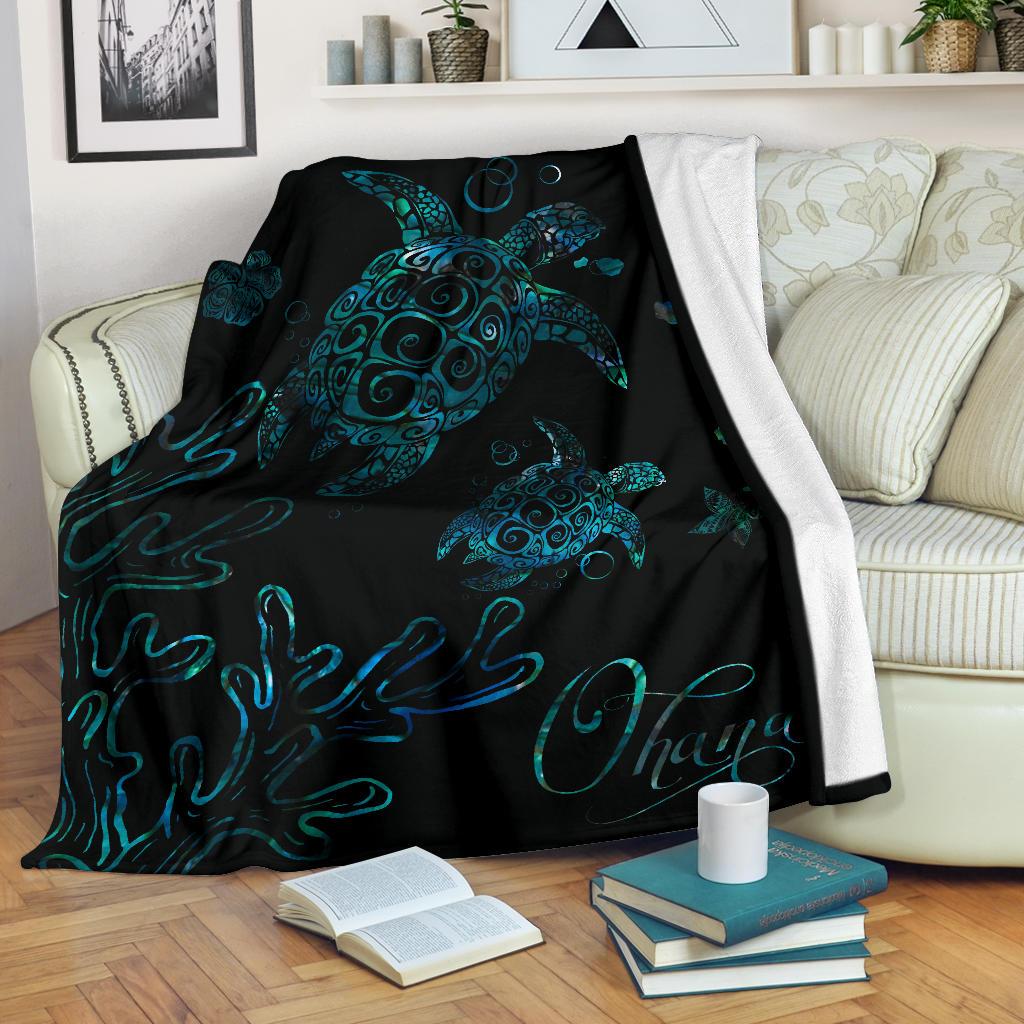 Hawaii Turtle Ohana Paua Shell Premium Blanket