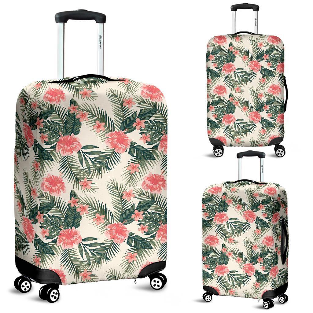 Hibiscus Plumeria Tropical Red Luggage Cover
