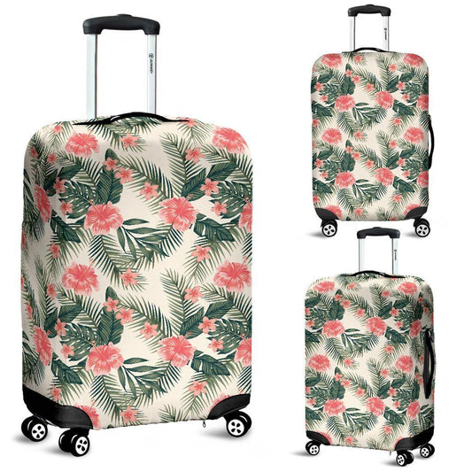 Hibiscus Plumeria Tropical Red Luggage Cover