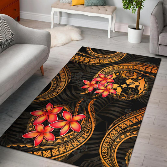 Tonga Polynesian Area Rug Gold Plumeria