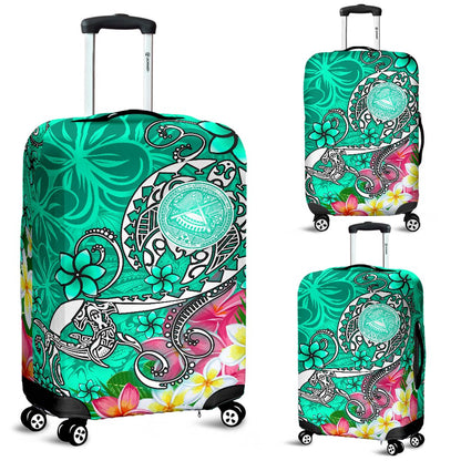 American Samoa Polynesian Luggage Covers Turtle Plumeria Turquoise)