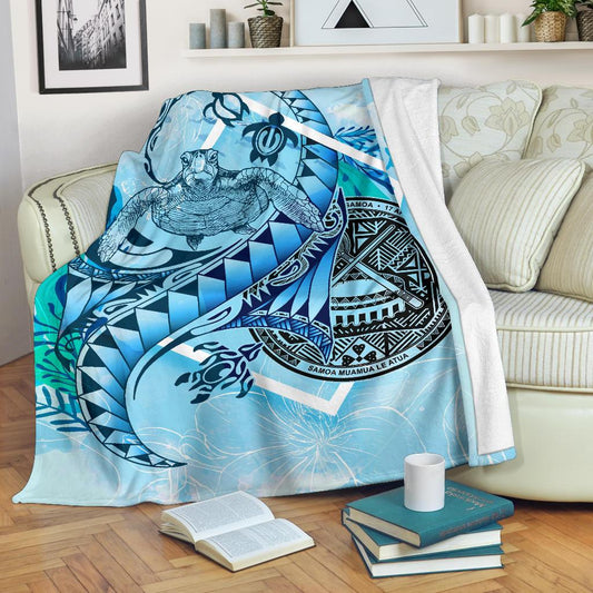 American Samoa Premium Blanket Polynesian Turtle Under The Sea