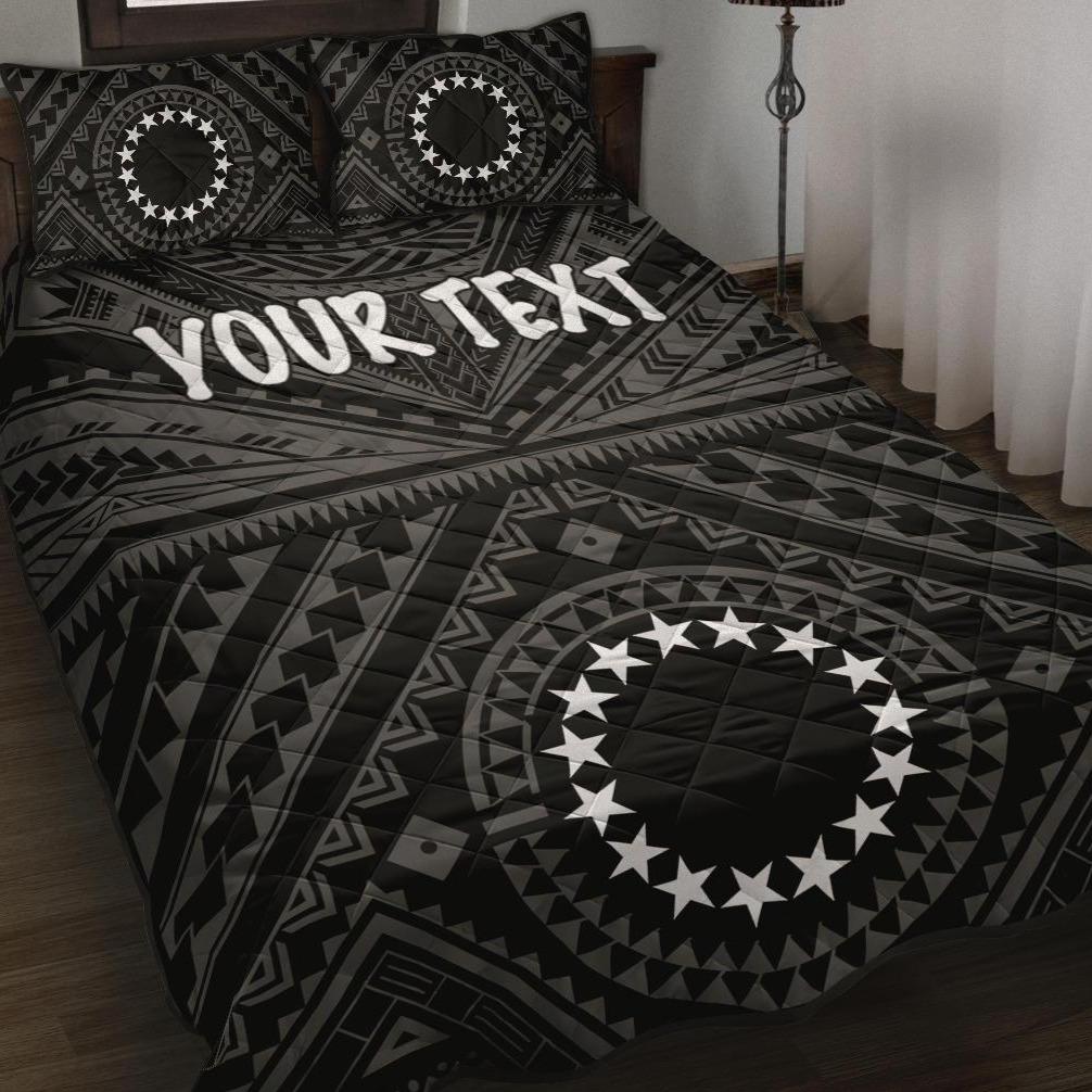 Cook Island Personalised Quilt Bed Set Seal With Polynesian Tattoo Style ( Black)
