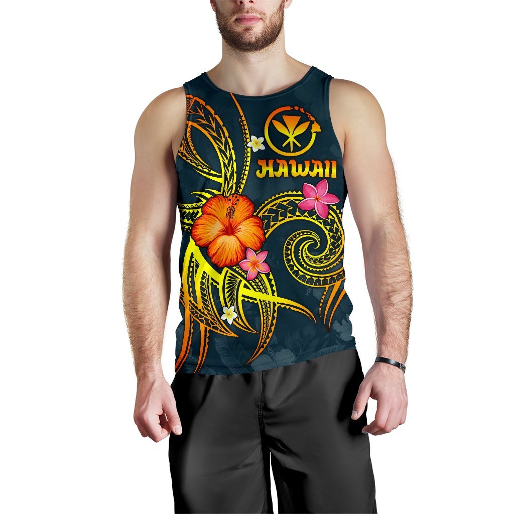 Polynesian Hawaii Men's Tank Top Legend of Kanaka Maoli Blue