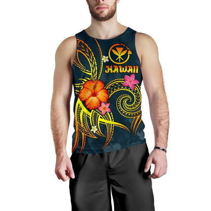 Polynesian Hawaii Men's Tank Top Legend of Kanaka Maoli Blue