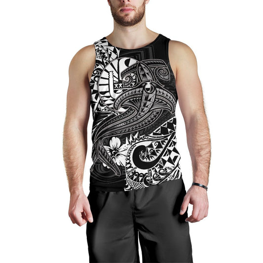 Tahiti Men's Tank Top White Shark Polynesian Tattoo