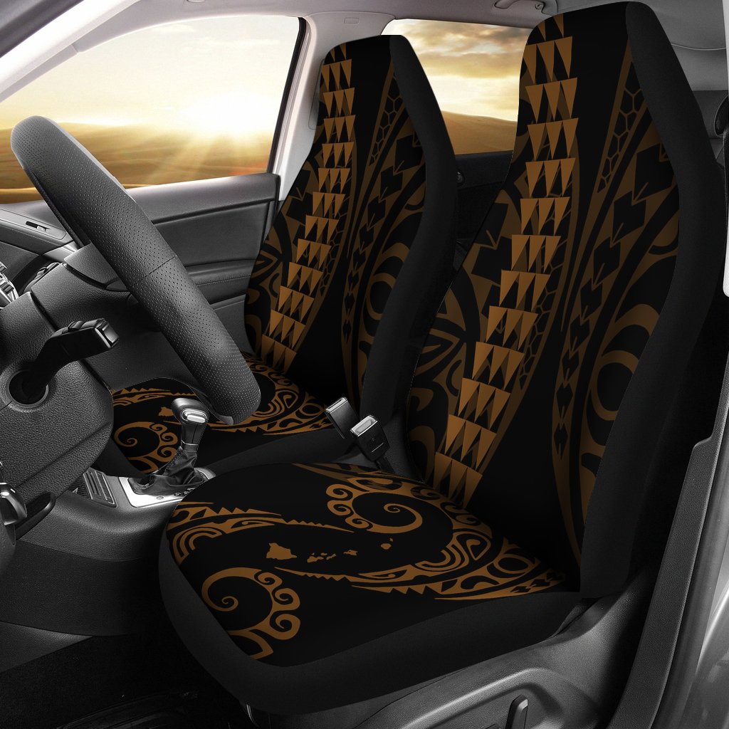 Hawaii Kakau Brown Polynesian Car Seat Covers