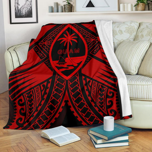 Guam Polynesian Premium Blanket Red Guam Coat Of Arms Polynesian Tattoo