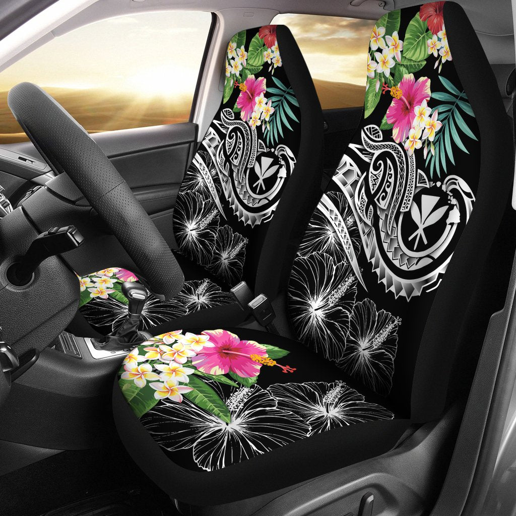 Polynesian Hawaii Kanaka Maoli Car Seat Covers Summer Plumeria (Black)