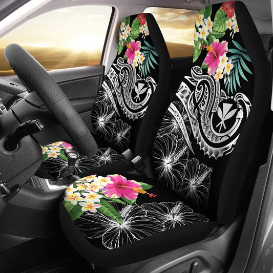 Polynesian Hawaii Kanaka Maoli Car Seat Covers Summer Plumeria (Black)