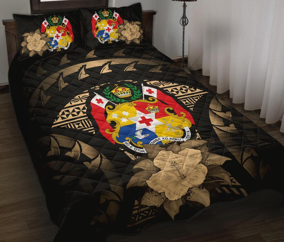 Tonga Polynesian Quilt Bed Set Hibiscus Gold