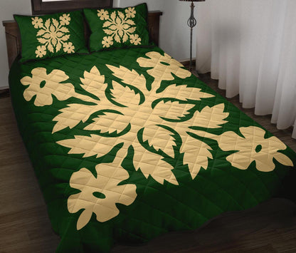 Hawaiian Quilt Bed Set Royal Pattern Green B2 Style