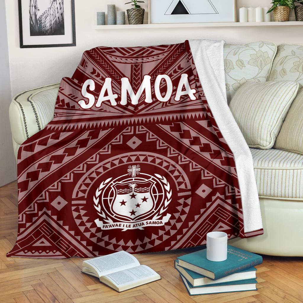 Samoa Premium Blanket Samoa Seal In Polynesian Tattoo Style Red