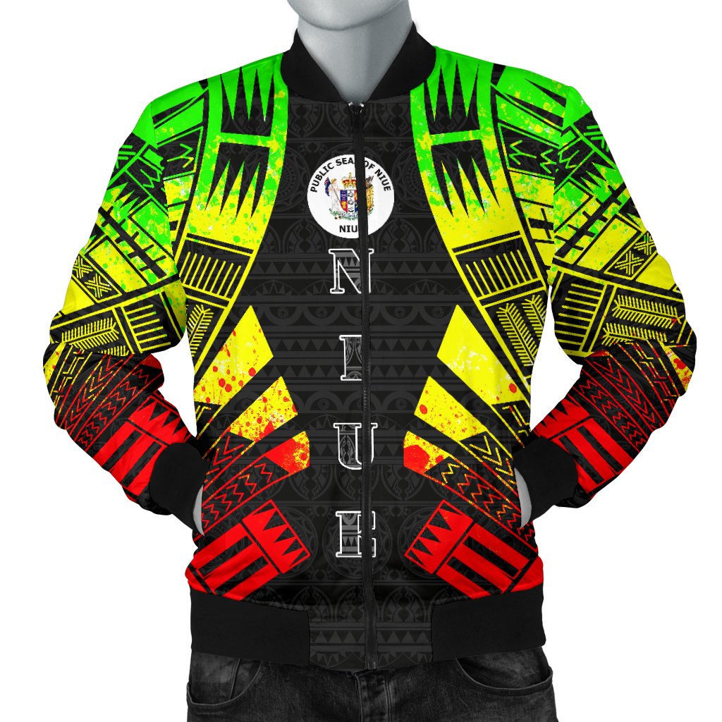 Niue Men Bomber Jackets Polynesian Tattoo Reggae