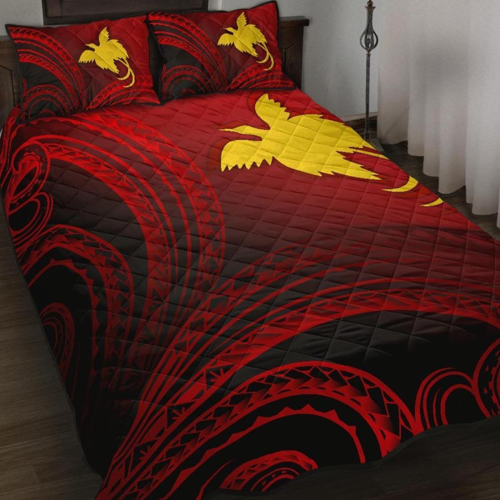 Papua New Guinea Quilt Bed Set Raggiana Bird of Paradise Polynesian Patterns