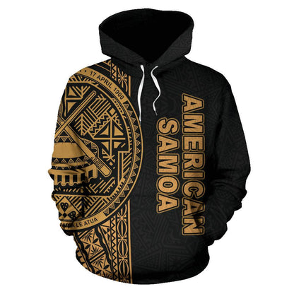 American Samoa Polynesian Hoodie Yellow Line