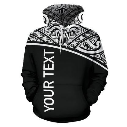 Custom Text Chuuk All Over Custom Personalised Hoodie Micronesian Black Curve