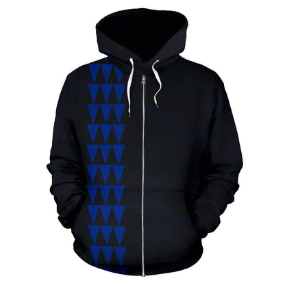 Custom Text Polynesian Kakau Seal Of Hawaii Custom Zip Hoodie Blue