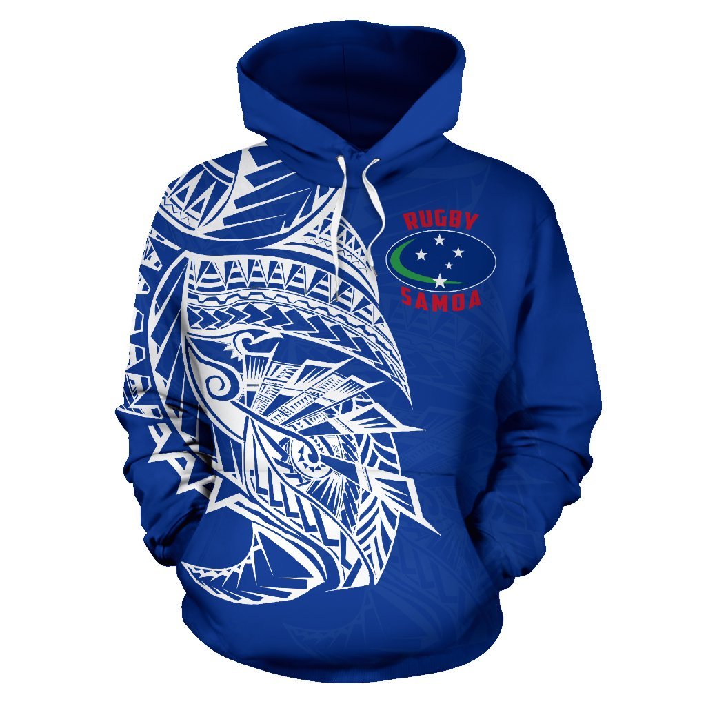 Samoa Rugby Hoodie Samoa Flag Rugby Coat Of Arms Blue K4