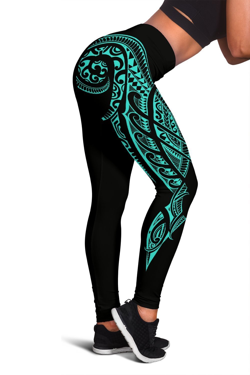 Cook Islands State Tattoo Swirly Turquoise Polynesian Women's Leggings