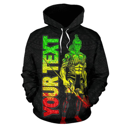 Custom Text Pohnpei Custom Personalised Hoodie Micronesia Pohnpeian Warrior Reggae