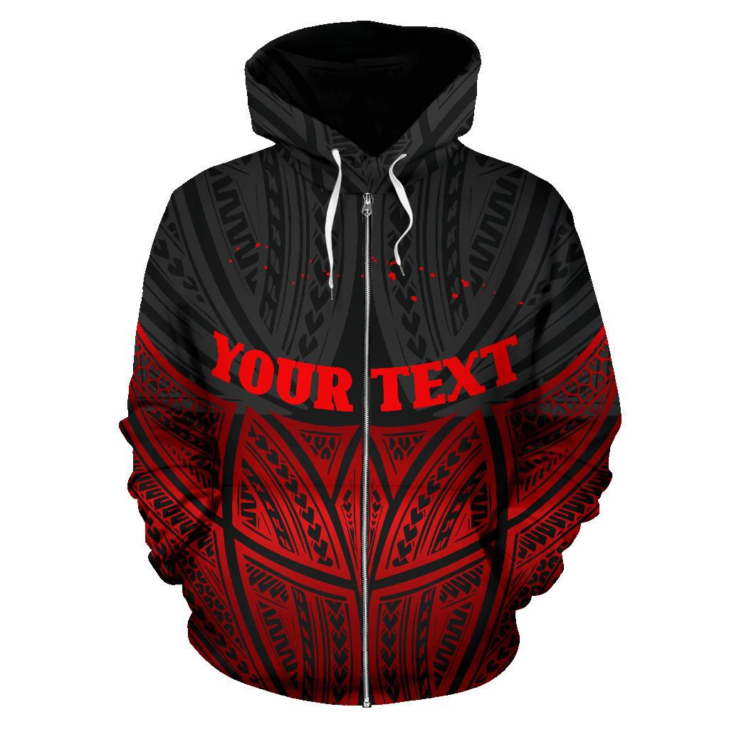 Federated States Of Micronesia Polynesian Zip Up Hoodie Red Black Pride Map And Seal