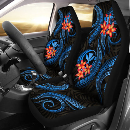 Polynesian Hawaii Car Seat Covers Blue Plumeria