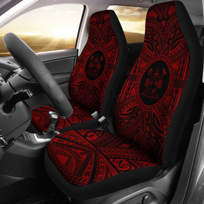 Fiji Car Seat Cover Fiji Coat Of Arms Polynesian Red Black