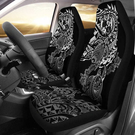 Tonga Polynesian Car Seat Covers White Turtle Flowing