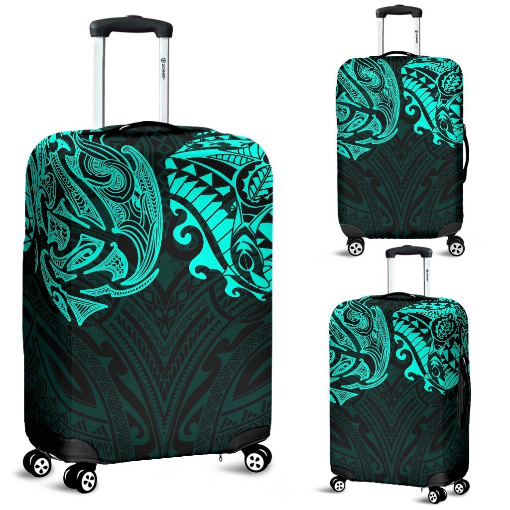 New Zealand Luggage Covers, Maori Polynesian Tattoo Turquoise