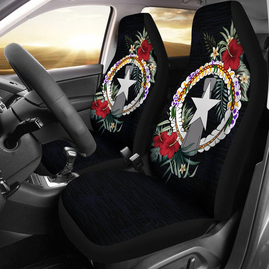 Northern Mariana Islands Car Seat Covers Northern Mariana Islands Flag Hibiscus A02