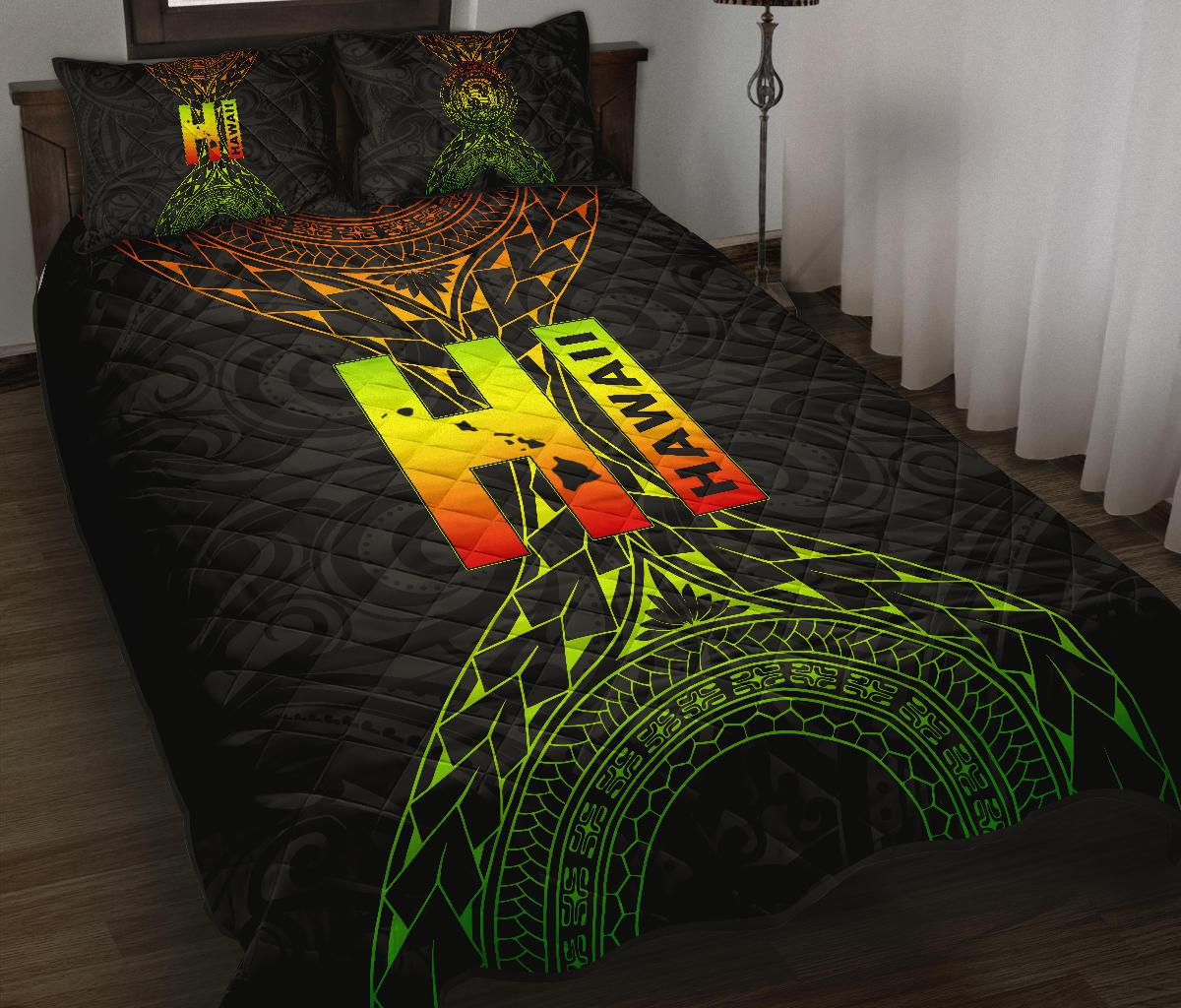 Hawaii Quilt Bed Set Hawaii Map Polynesian Style
