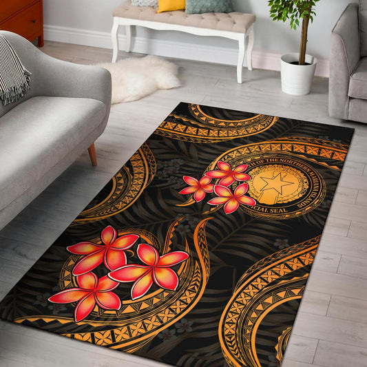 CNMI Polynesian Area Rug Gold Plumeria