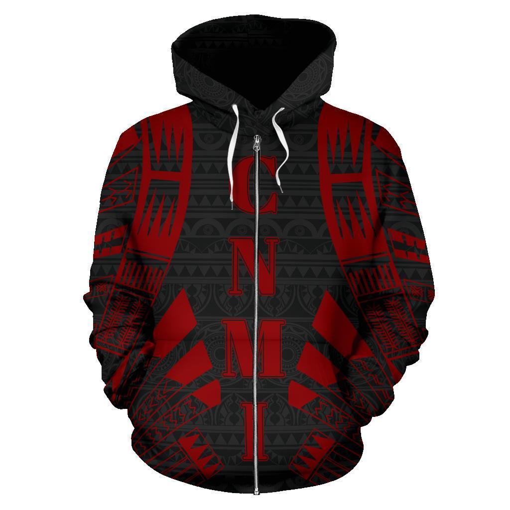 CNMI All Over Zip Up Hoodie Red Tattoo Style